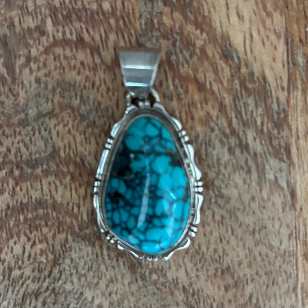 Navajo Spencer Sterling Silver amd Turquoise pendant signed